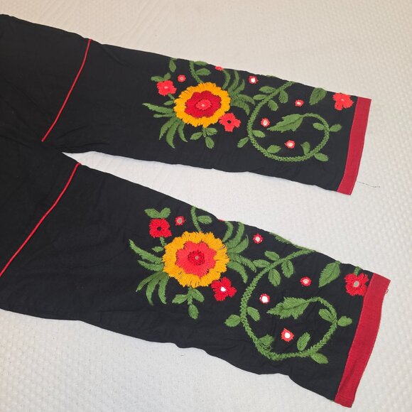 Pakistani Black Floral Embroidered Desi 3 Piece Straight Suit Set Size XL - Picture 8 of 8